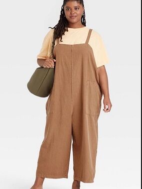 Universal Thread Tan Wide-Leg Utility Jumpsuit